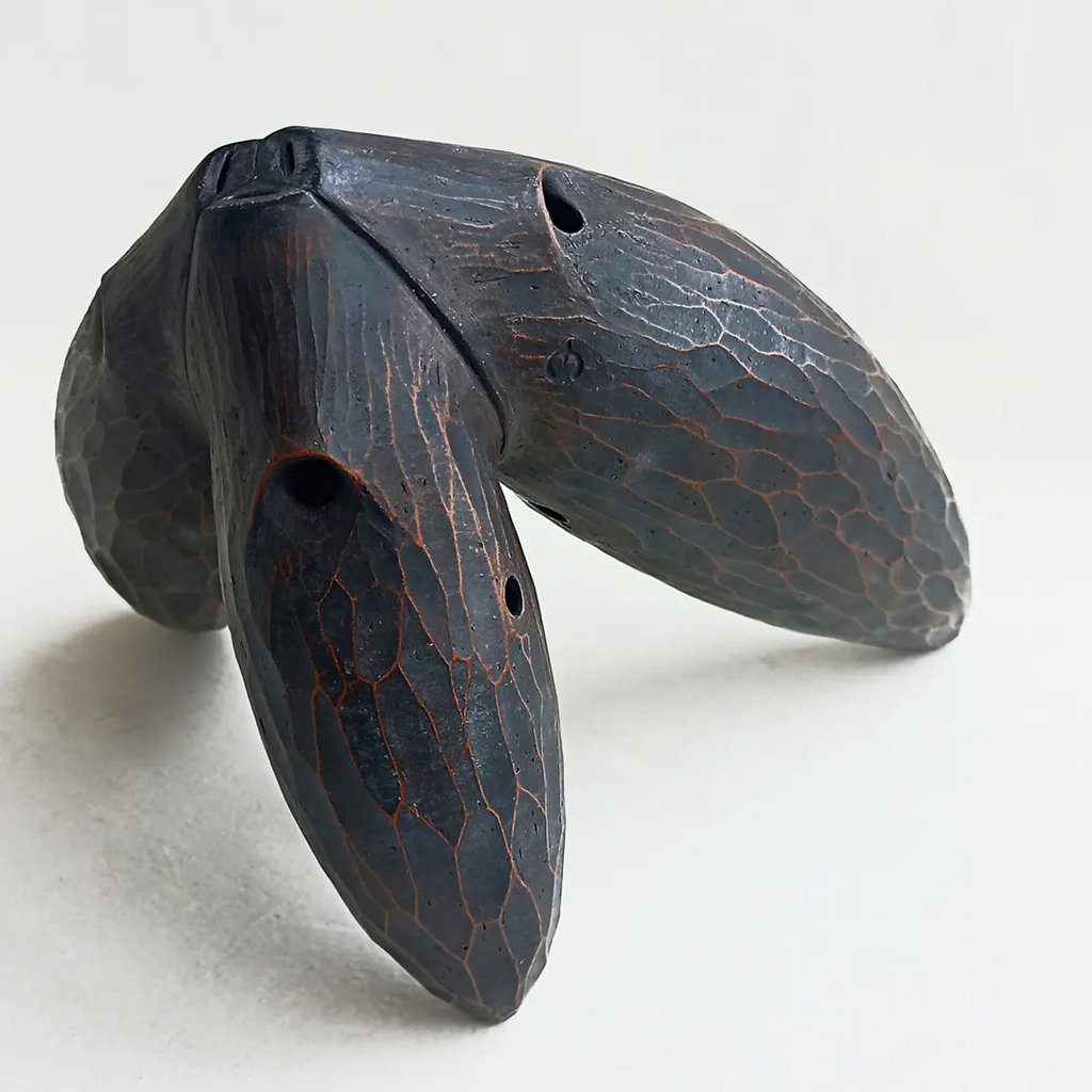 Triple Chamber Flute "Forest Meditation" – Ceramic Musical Instrument