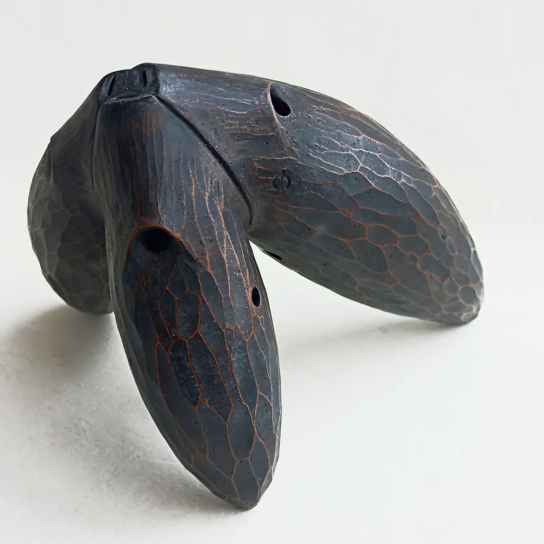 Triple Chamber Flute "Forest Meditation" – Ceramic Musical Instrument