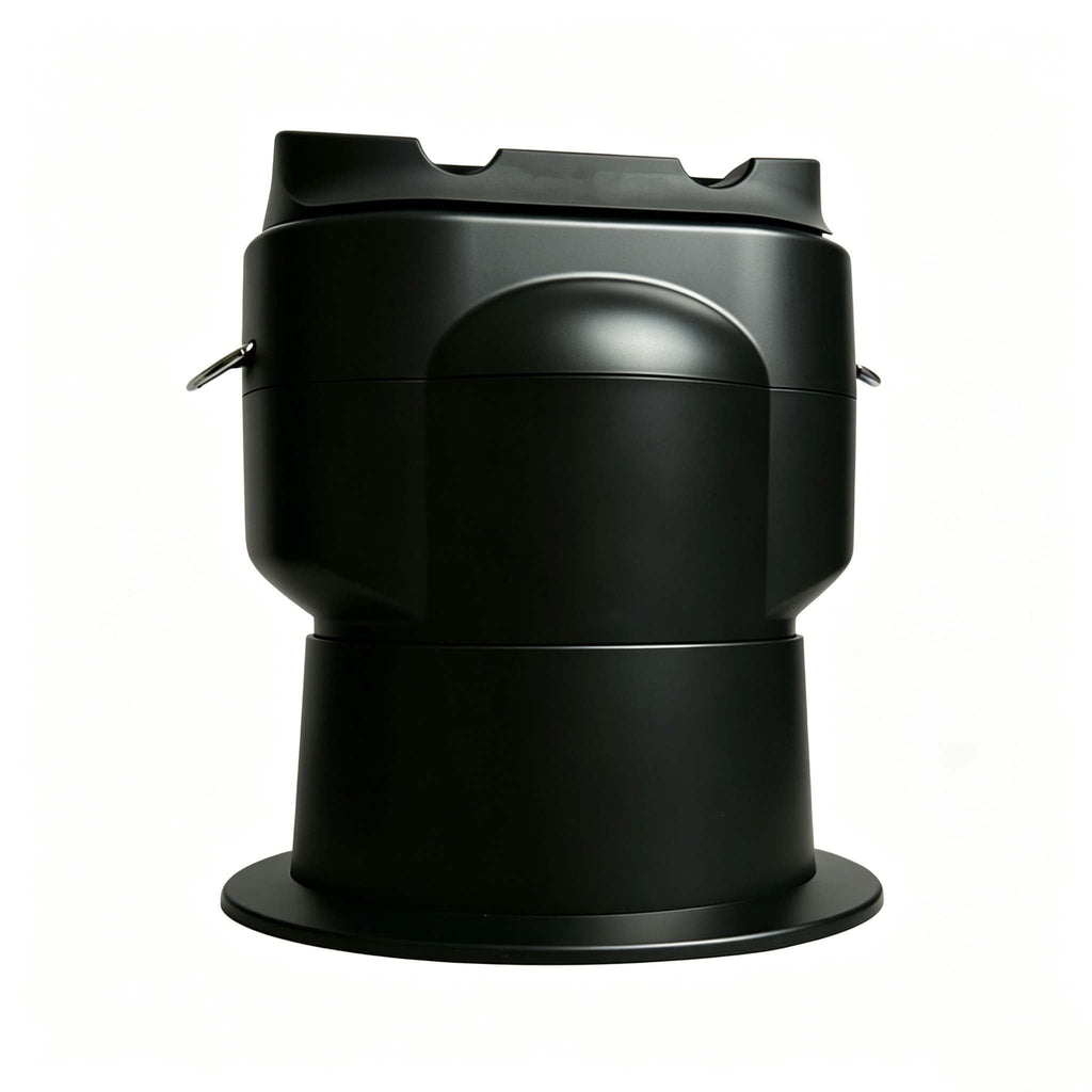 smart cleaner that automatically removes coffee grounds using rotating blades and brushes.