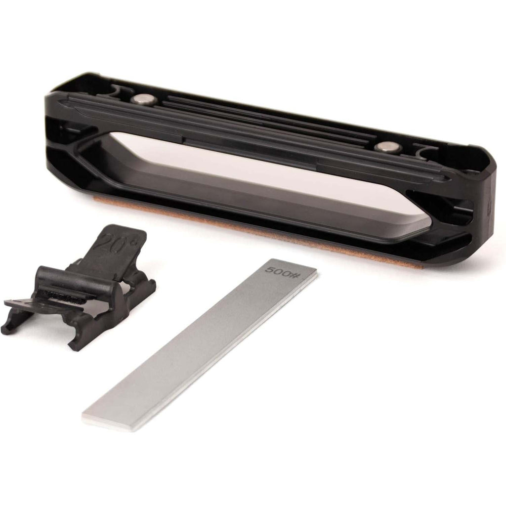 Handheld angle-guided portable knife sharpener