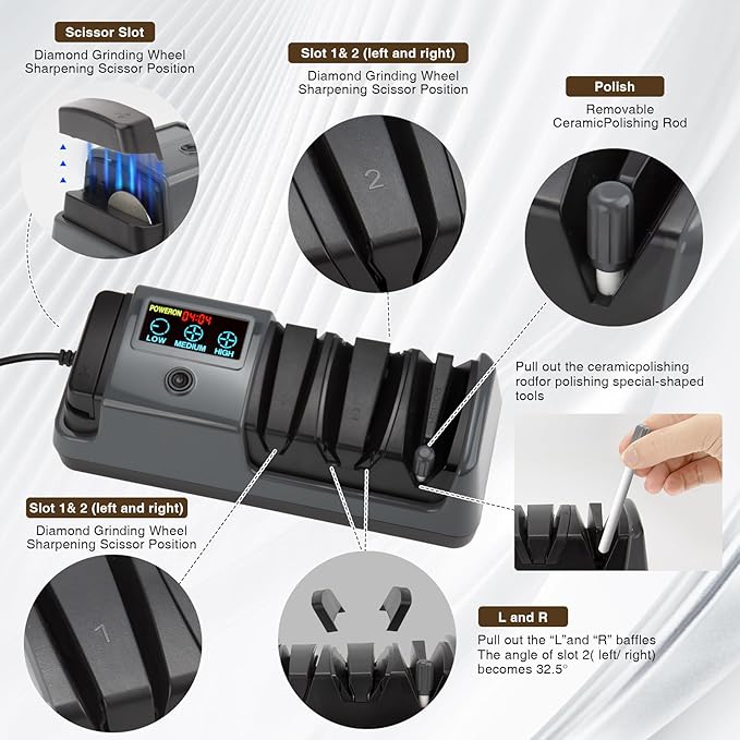 Professional 3‑Stage Electric Edge Sharpener – LCD Screen, Diamond Abrasive