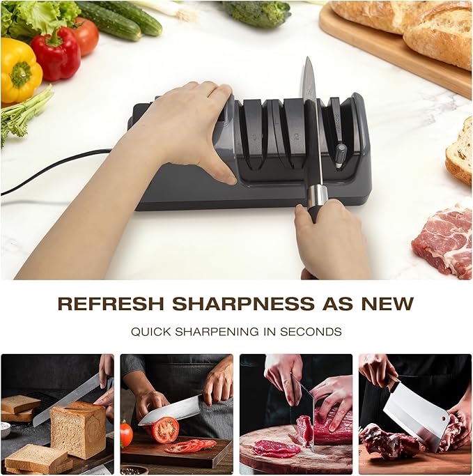 Professional 3‑Stage Electric Edge Sharpener – LCD Screen, Diamond Abrasive