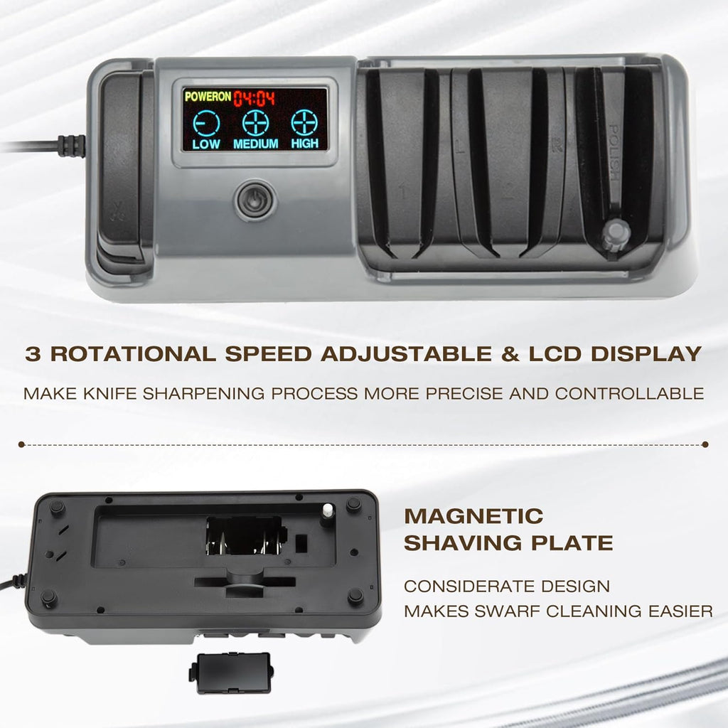 Professional 3‑Stage Electric Edge Sharpener – LCD Screen, Diamond Abrasive