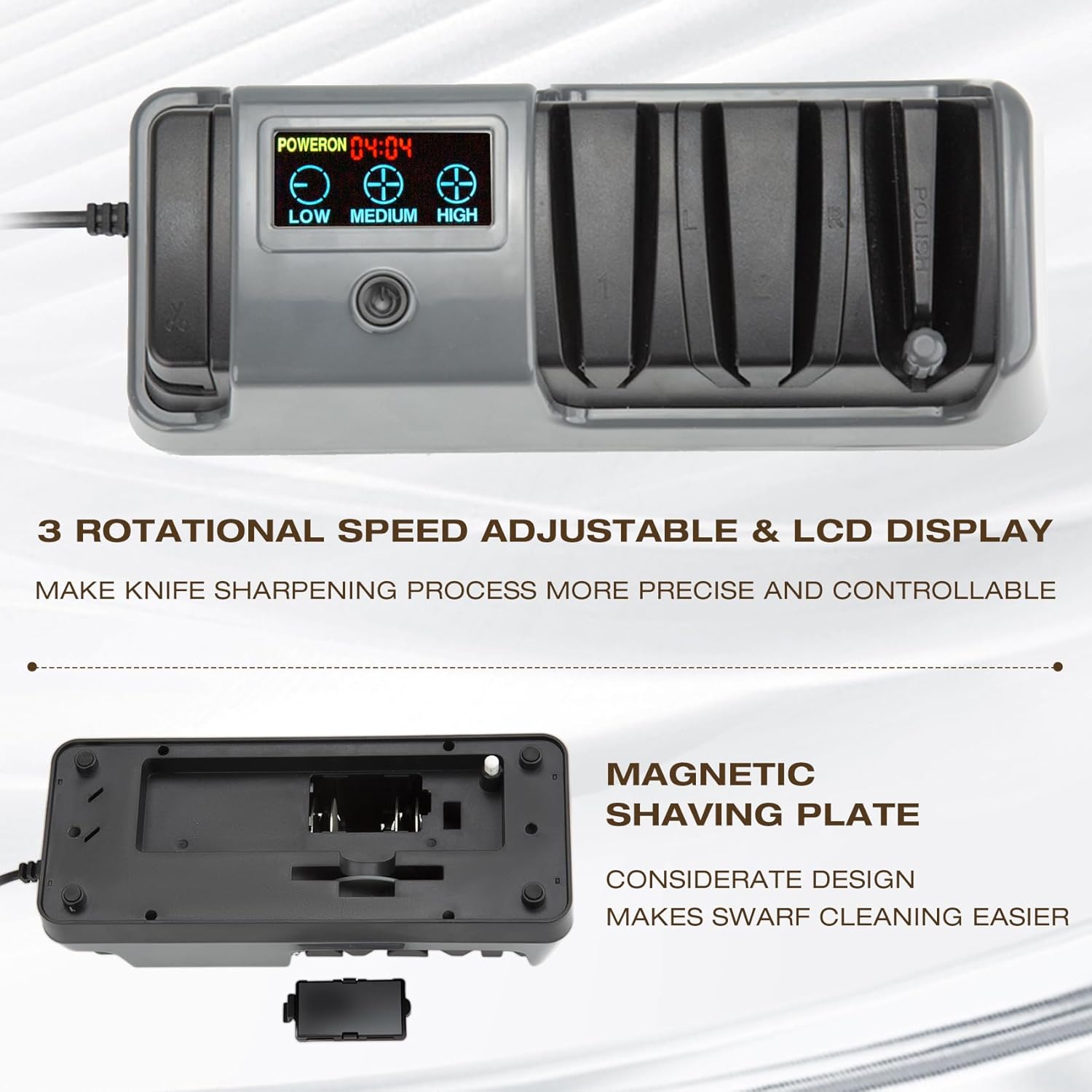 Professional 3‑Stage Electric Edge Sharpener – LCD Screen, Diamond Abrasive