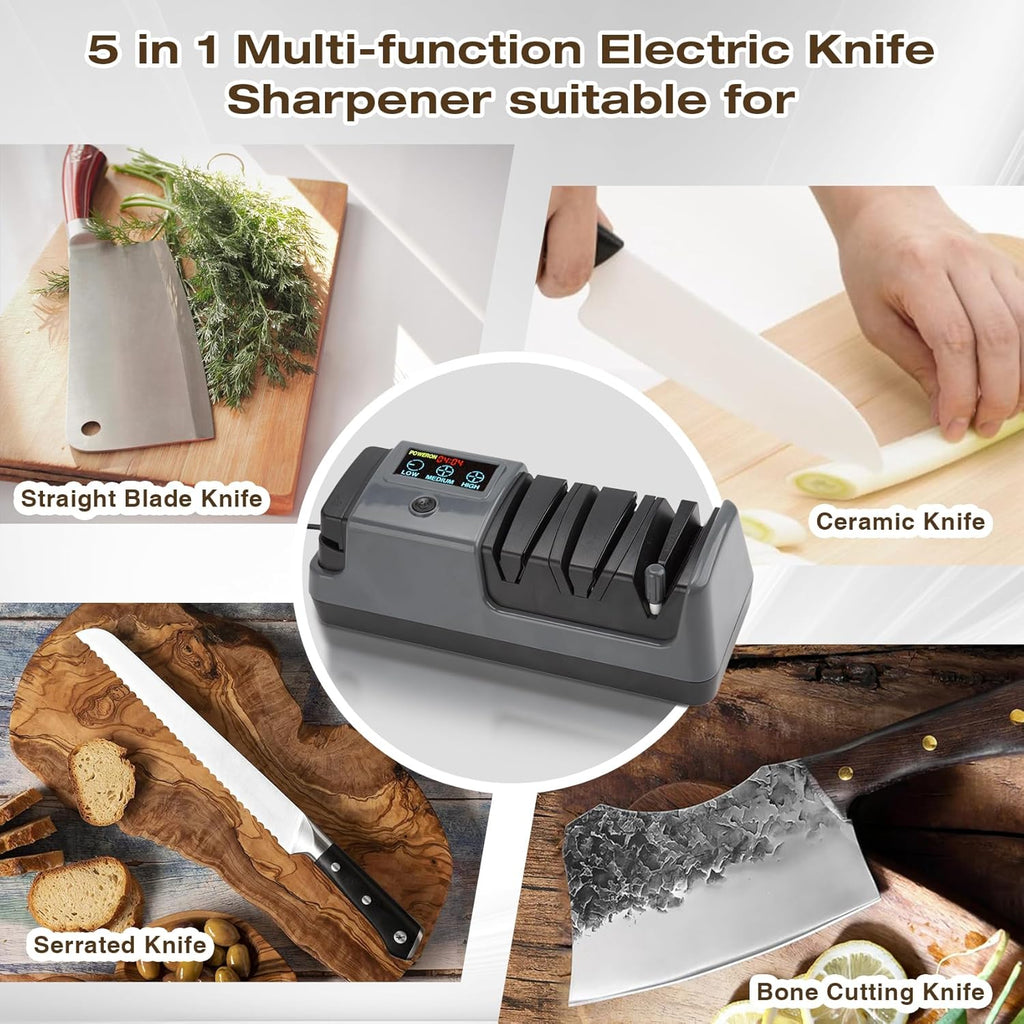 Professional 3‑Stage Electric Edge Sharpener – LCD Screen, Diamond Abrasive