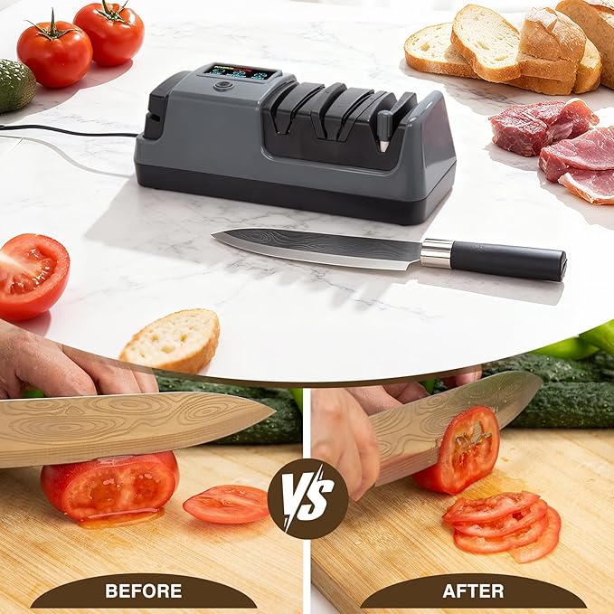 Professional 3‑Stage Electric Edge Sharpener – LCD Screen, Diamond Abrasive