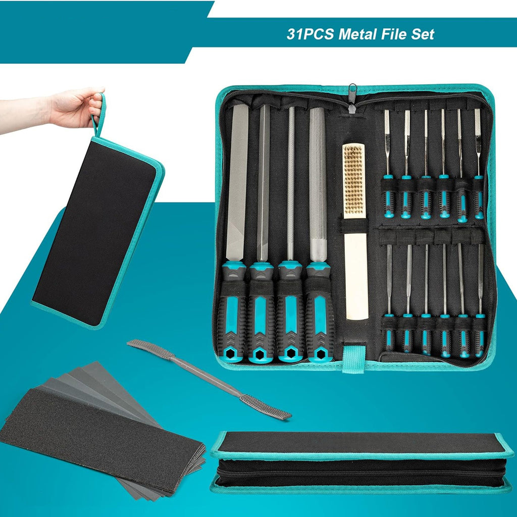 Metal File Set – 31 Pieces | Flat, Triangle, Half-Round, Round Files