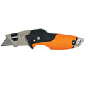 Folding multi-purpose knife, 17 cm long, stainless steel blade/plastic handle, black/orange