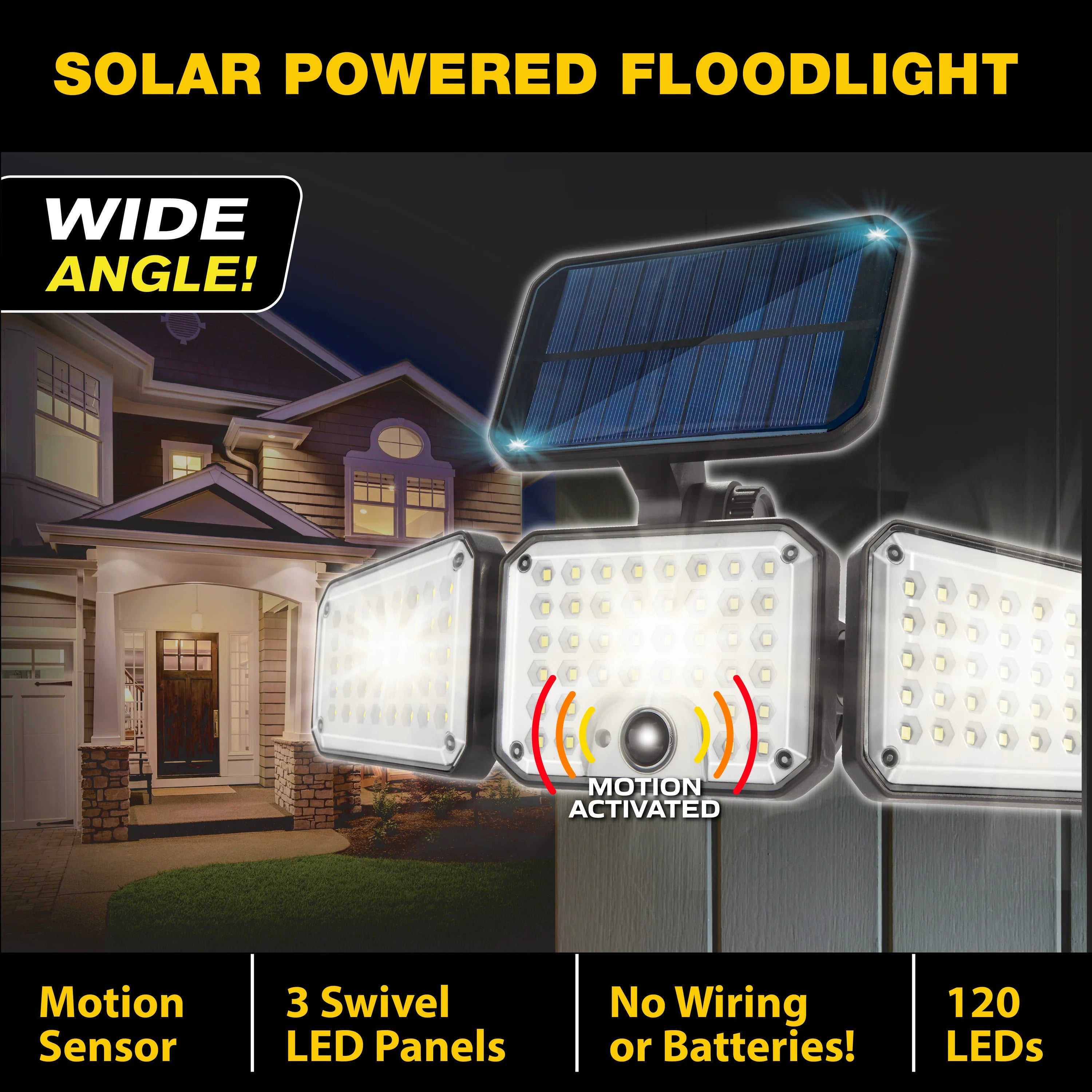 Solar-powered outdoor waterproof floodlights