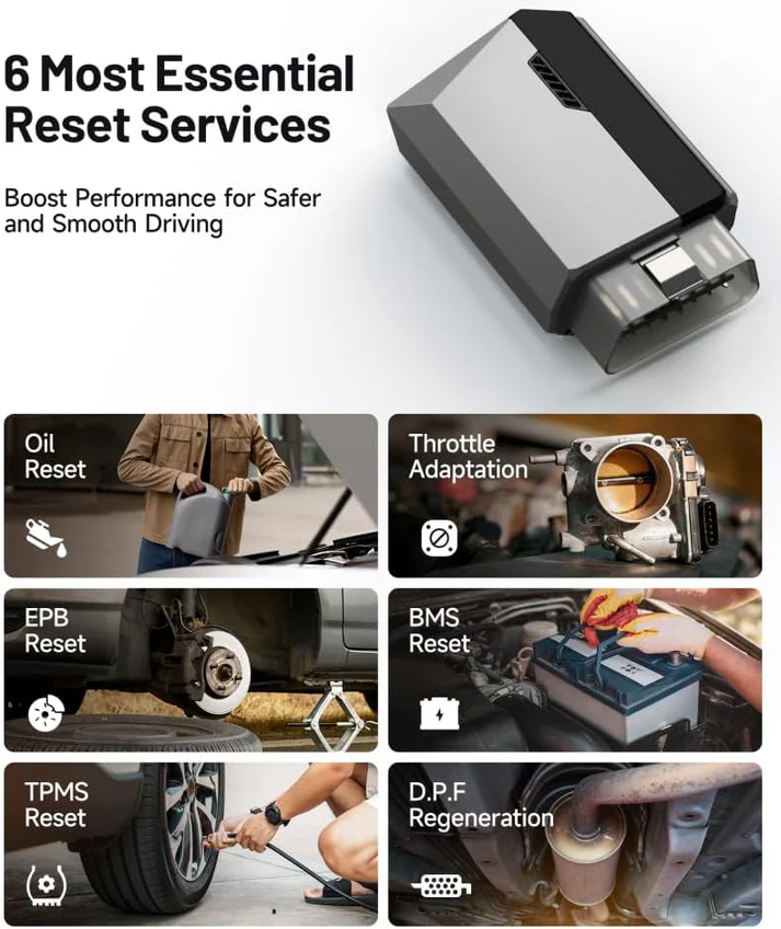 Pocket-Size Bluetooth Scan Tool – Full System Diagnostics, 6 Resets, Real-Time Data